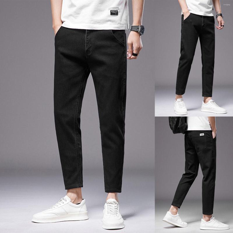 

Men's Jeans Leg Men Mens Autumn Winter Casual Pant Sports Pants With Pocket Fashion Nine Points, Black