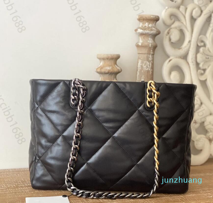 

66 Top Tier Mirror Quality 19 Shopping Bag 41cm Luxuries Designers Large Goatskin Tote Womens Real Leather Quilted Purse Handbag Shoulder Chain Strap 166 Bag, Blue