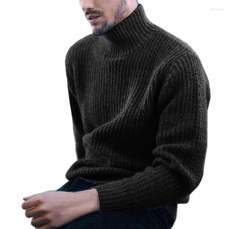 

Men's Sweaters High Neck And Pullovers Men Long Sleeve Knitted Sweater Quality Winter Homme Warm 3xl Est, Black
