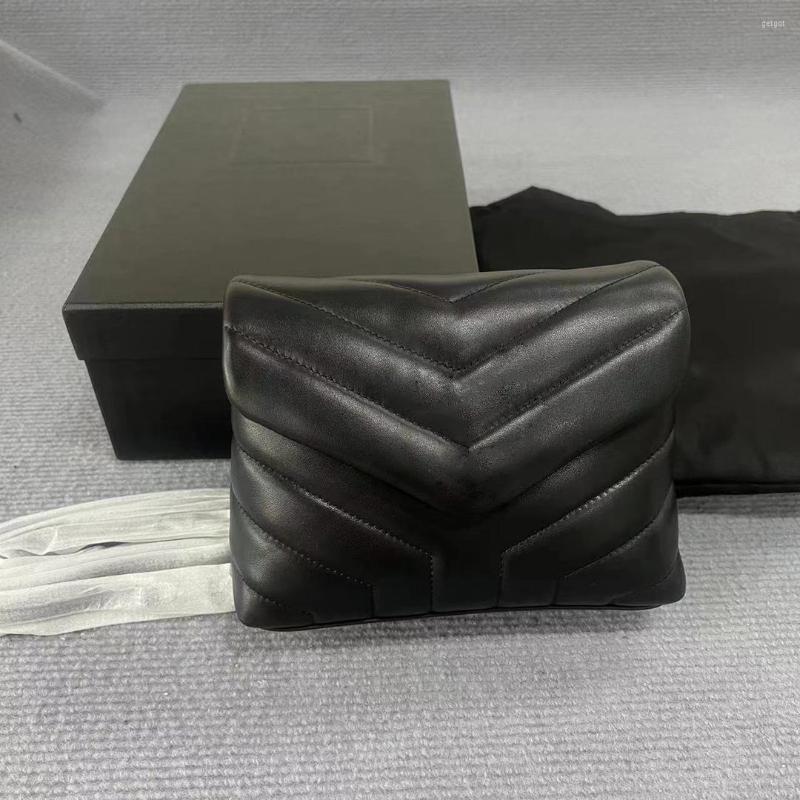 

Evening Bags Fashion 2023 Selling Genuine Leather Black Sliver Shoulder Bag Top Luxury Cow Crossboby Letter Flap, Sliver hardware