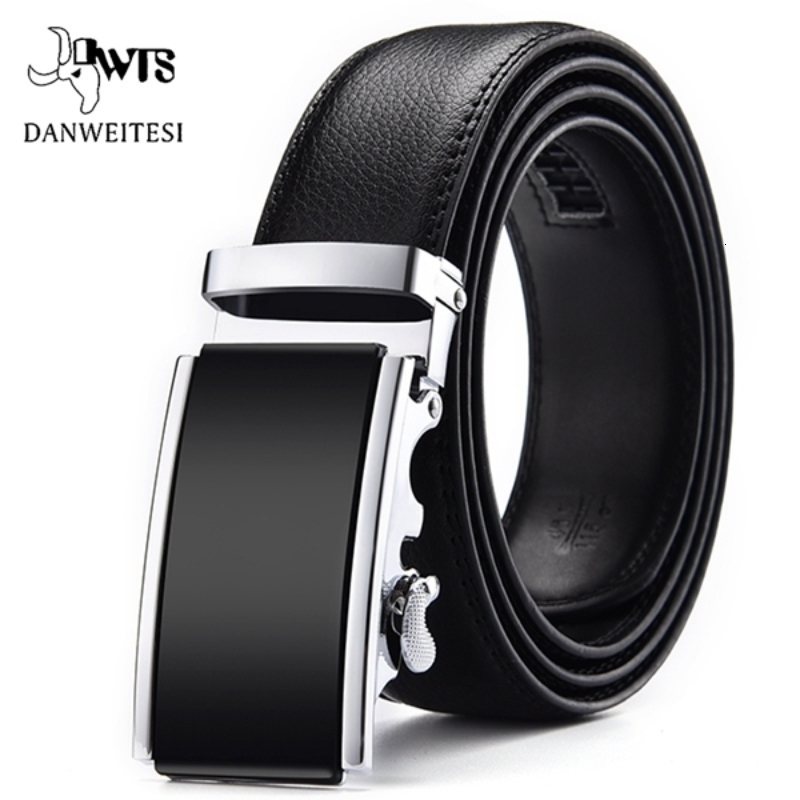 

Belts DWTSMen Male Genuine Leather Strap For Automatic Buckle Black s Cummerbunds cinturon hombre 230216