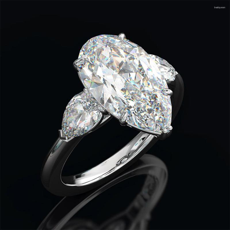 

Wedding Rings Fashion Water Drop Zircon Ring Women's Silver Color Engagement Glamour Jewelry Anillos Plata 925 Para Mujer