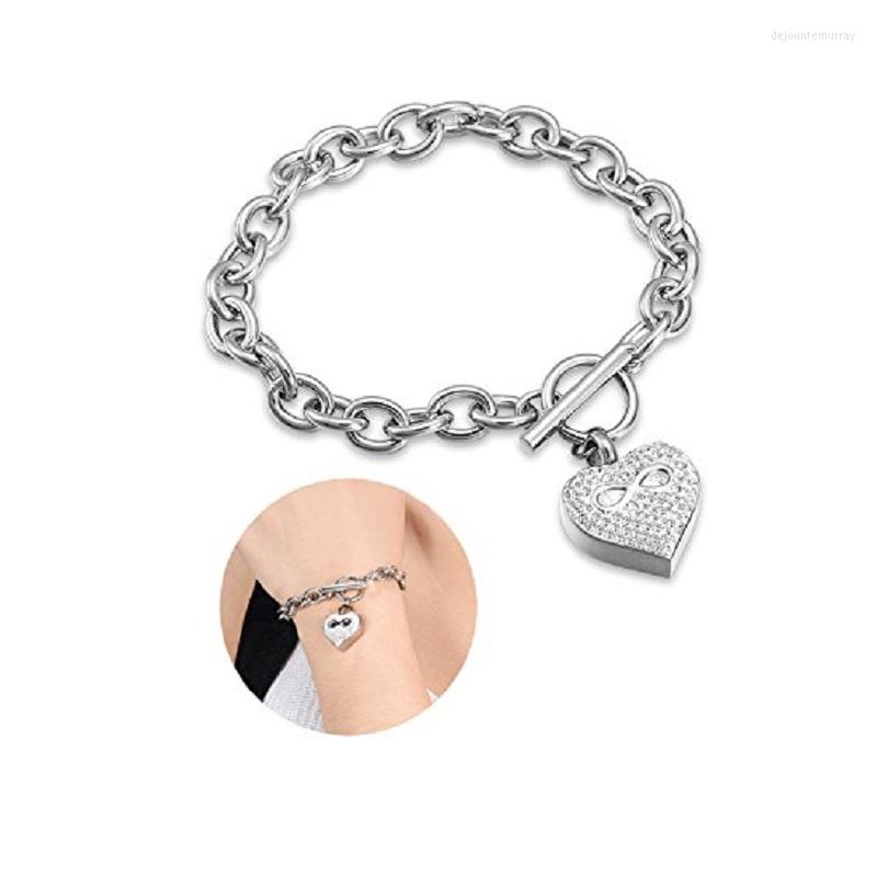 

Chains IJB5065 High Quality Crystal Infinity Heart Memorial Ashes Keepsake Cremation Jewelry Urn Pendant Bracelet