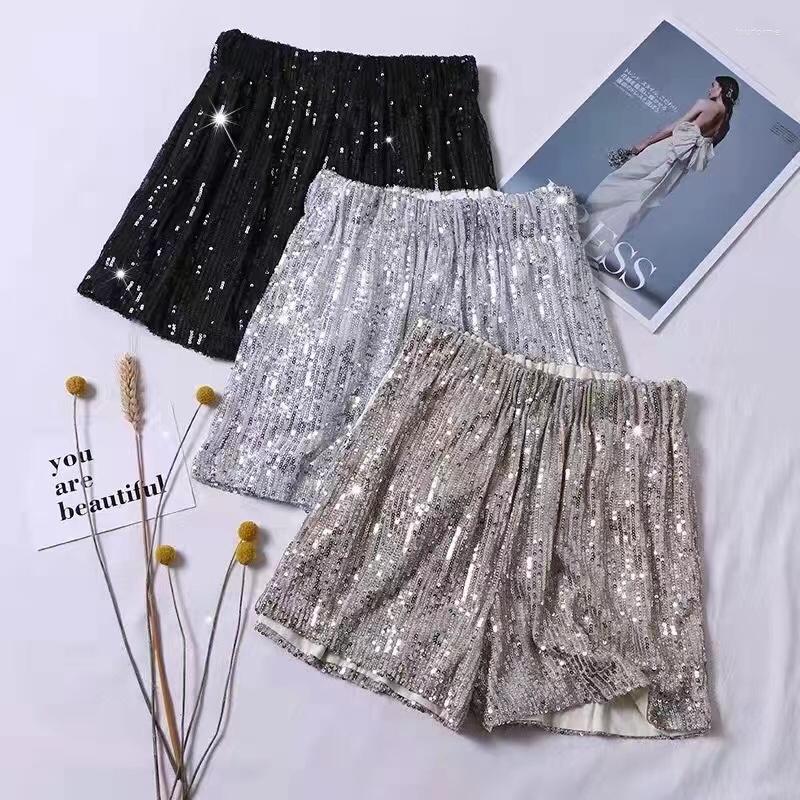 

Women's Shorts 2023 European Style Women Chic Sexy Sequined Shiny Bling High Waist Short Pants Clubwear Boyfriend Street 32103, Black