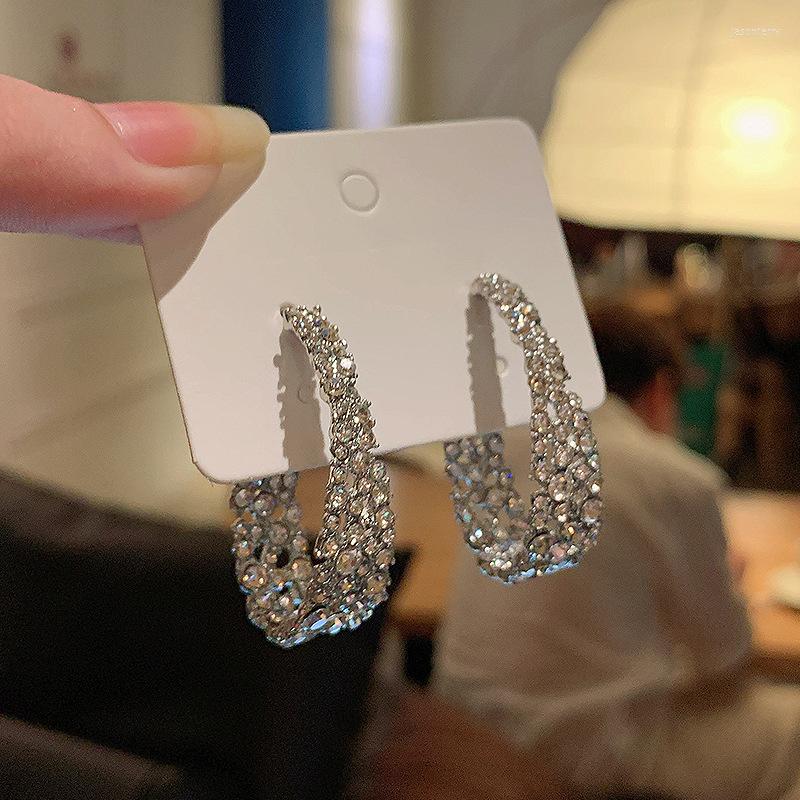 

Dangle Earrings Personality Exaggerated Arc For Women Girls 925 Silver Needle Korean Light Luxury Rhinestone Jewelry