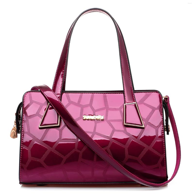 

Evening Bags Fashion Stone Pattern Women Handbags European Design Patent Leather Ladies Shoulder Female Crossbody Bag, Black