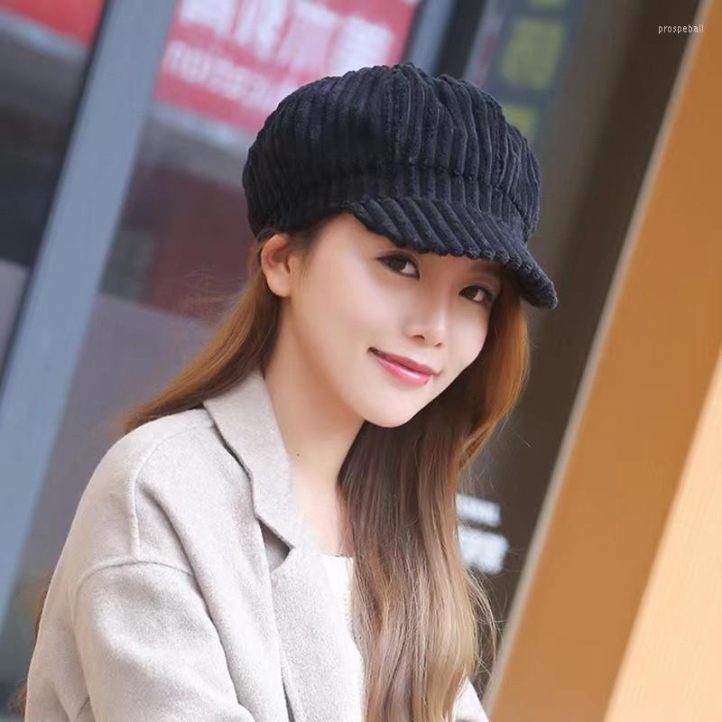 

Berets Fashion Beret Men And Women Corduroy Octagonal Hat Painter Autumn Winter Cap