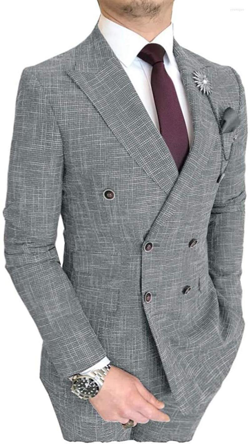 

Men's Suits Men's Fashion 2 Pieces Mens Suit Double Breasted Tuxedos Groomsmen For Wedding(Blazer Pants), Black