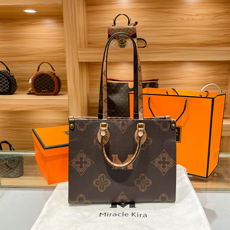 

Women Designer Handbags Casual Tote Luxury Crossbody Messenger Shoulder Bags Chain Bag Good Quality Pu Leather Purses Ladies Handbag L006, Brown flower