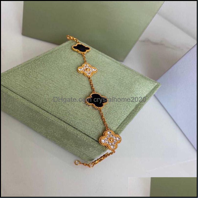 

Charm Bracelets Designer 4Colors Fashion Classic Bangle Chain 18K Gold Agate Shell Motherofpearl Drop Delivery Jewelry Otjvb