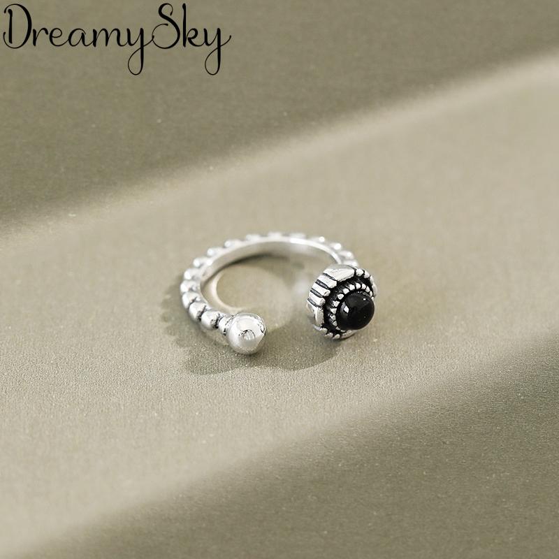 

Wedding Rings Punk Vintage Black Ball For Women Boho Female Charms Jewelry Men Antique Knuckle Ring Fashion Party Gift