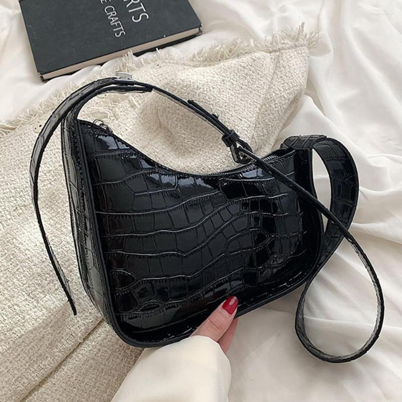 

Evening Bags Fashion Stone Pattern Female Bucket Bag High Quality Patent Leather Shoulder Crossbody For Women 2023 Handbags, Black bag