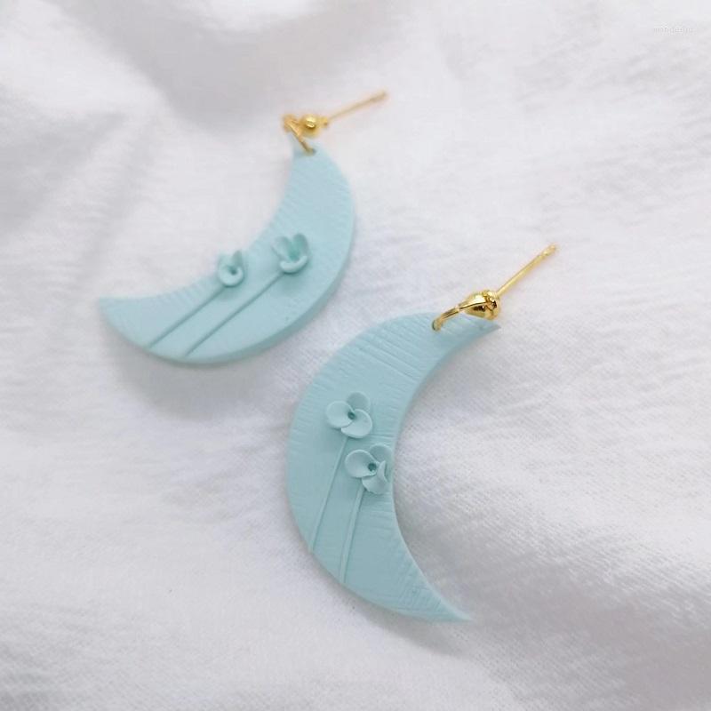 

Dangle Earrings 2023 Fashion Moon For Women Girls Simple Trendy Hand Made Soft Clay Pendant Earring Accessory