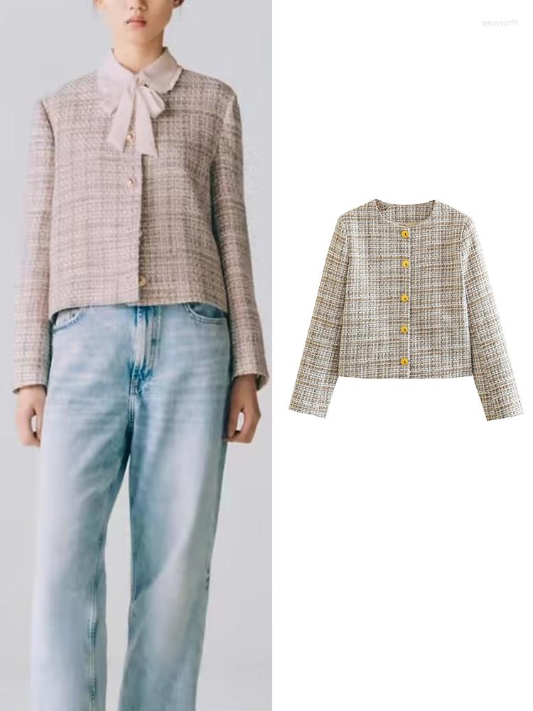 

Women's Suits 2023 Cropped Blazer Women Tweed Single Breasted Blazers Woman Long Sleeve Short Coats Women's Spring Jackets, Picture shown