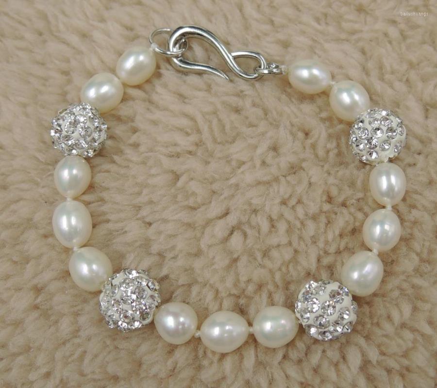 

Strand High Quality Pearl Bracelet Nature Freshwater With SHAMBHALA Beads
