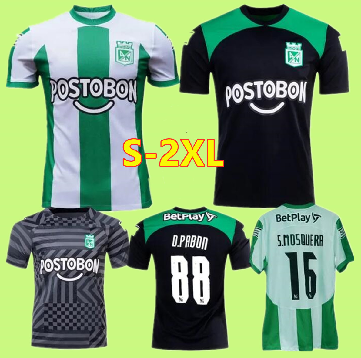 

2023 Atletico Nacional Medellin soccer jerseys 2024 J.Duque DA COSTA 23 24 D.Pabon Jarlan home away training football shirt, Black