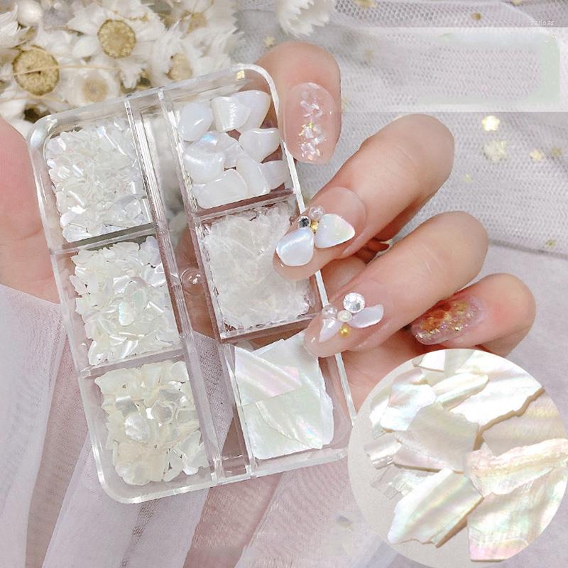 

Nail Art Decorations 6 Girds Shell Rhinestones Accessories Irregular Mixed Gems Slice Decoration 3D Stones Charms