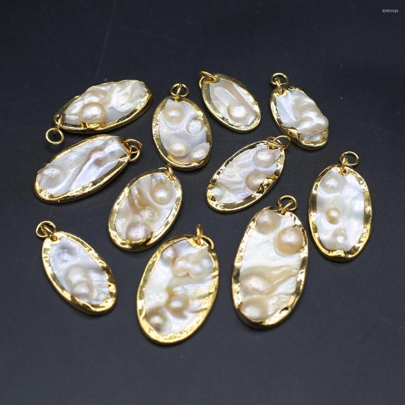

Pendant Necklaces Natural Mother-of-pearl Pendants Reiki Heal Gold Plated Pearl Charms Making For Jewelry Diy Women Necklace Earrings Crafts