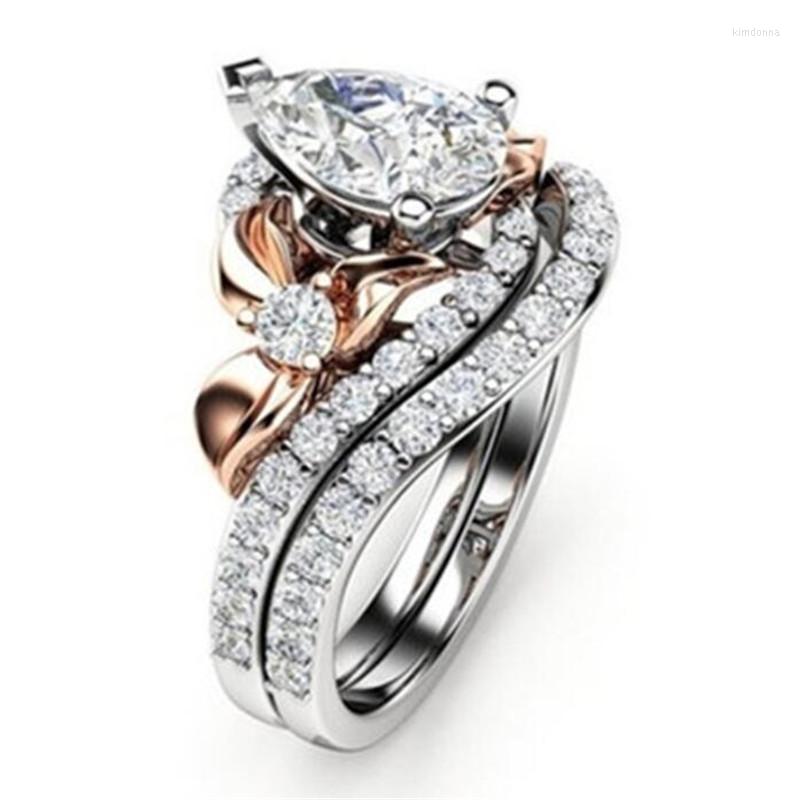 

Wedding Rings Luxury Crystal Women's Engagement Ring Silver Color Female Jewelry Accessories Europe And America Gifts