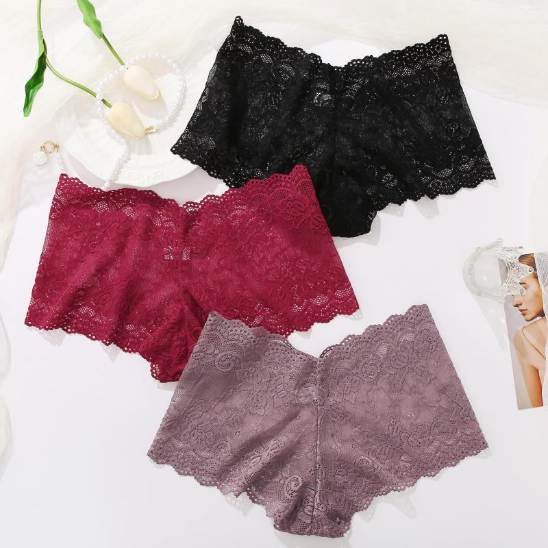 

Women' Panties Sexy Ladies Lace Boyshort Triangle Solid Color V Waist Underwear Summer Low Taste, Red