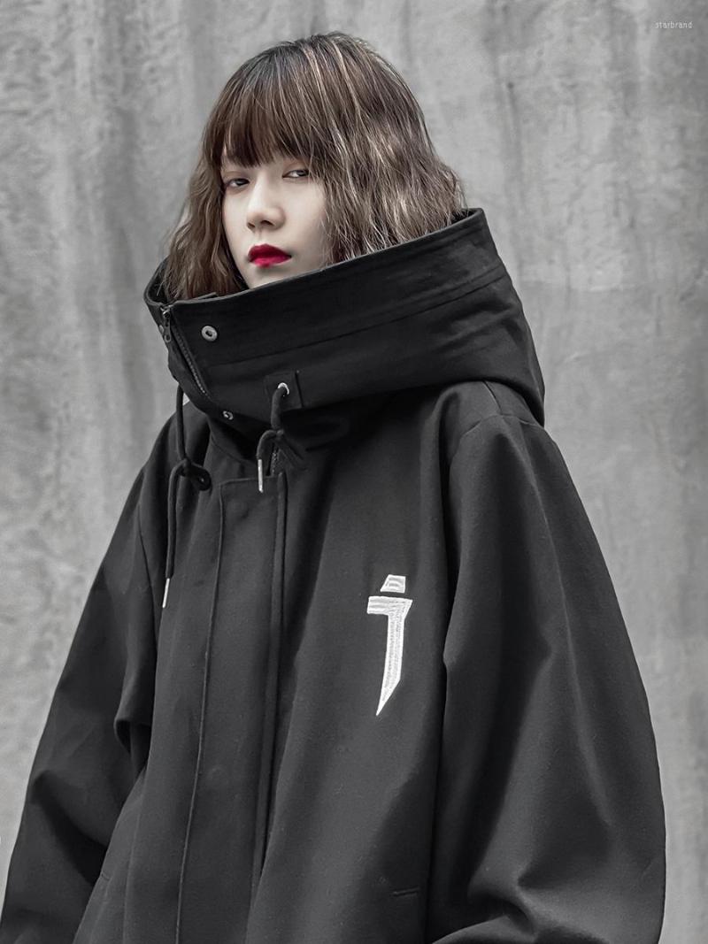 

Men's Jackets Man Women Hooded Sweater Dark Gothic Punk Coat Functional Style Turtle Neck Big Men's And Women's Loose High, Black