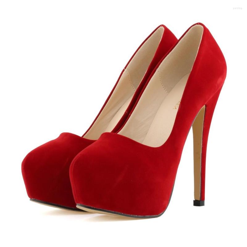 

Dress Shoes Spring Autumn Elegant Women 14cm Stilettos Thin High Heels Sexy Blue Platform Pumps Red White Black Office Party F0006, Women flock heels