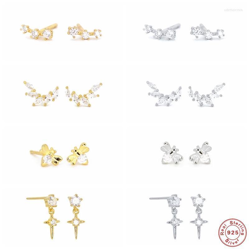

Stud Earrings Aide 925 Sterling Silver European Style 18k Gold Plated Zircon Line For Women Leaf Branch Crystal Earring JewelryStud Odet22
