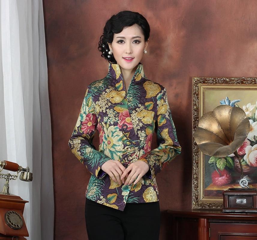 

Women's Jackets Jacket Middle-aged Women Butterfly Buckle Tang Long-sleeved Chinese Mother Wear Tops, Picture color