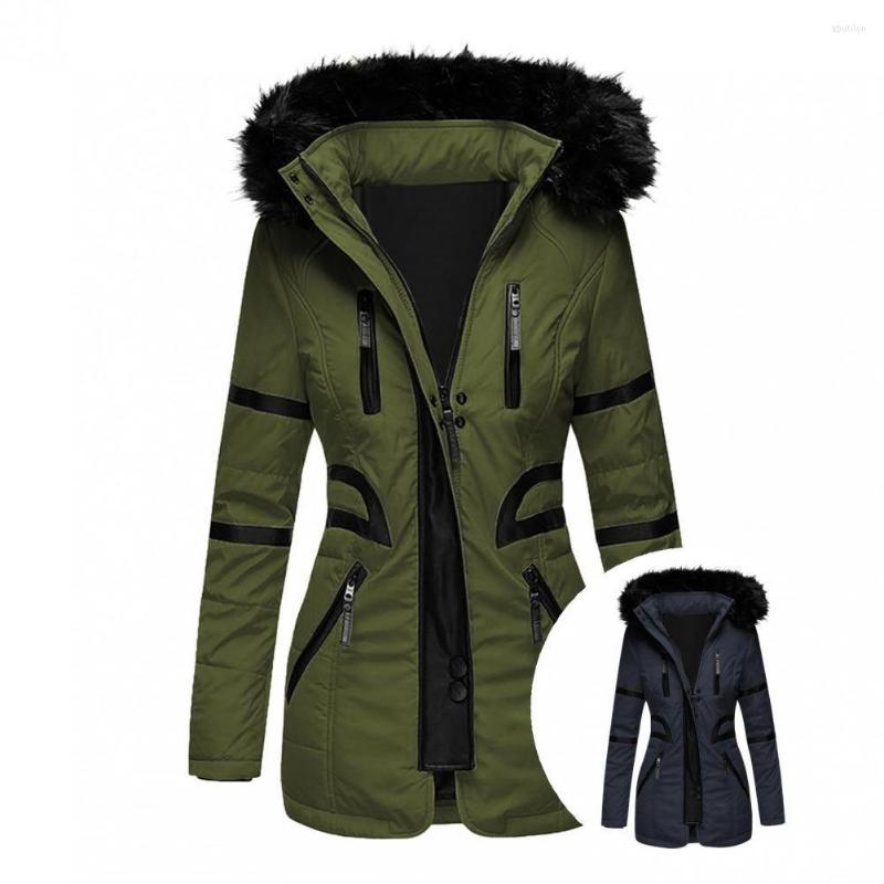 

Women' Down Puffer Jacket Fitted Long Windproof Casual Pure Color Winter Women Coat For Skiing, Green