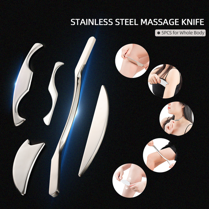 

Other Massage Items Stainless Steel Fascial Knife Set Fascia Tissue Muscle Fibers Release Guasha Scraper Fitness Sports Muscles Massager Relief Pain 230217