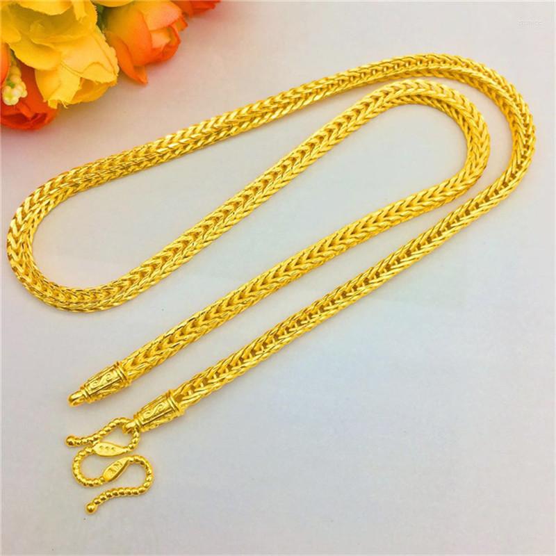 

Chains Luxury Thailand Sand Gold 14K Necklace Thick Snake Bone Yellow Chain For Men Wedding Engagement Jewelry Gifts