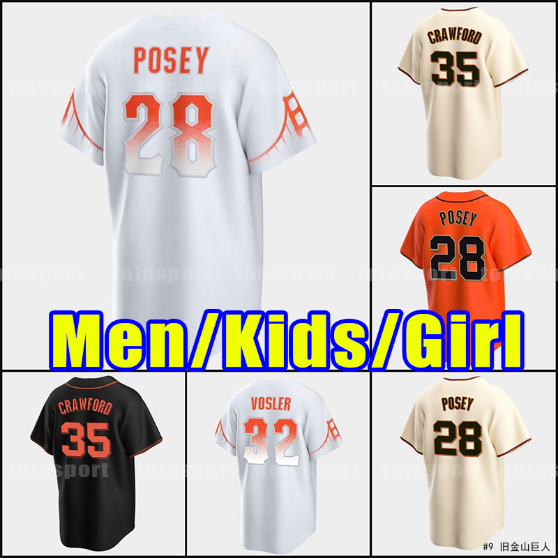 

SF Giants baseball jerseys Custom 28 Buster Posey Jerseys 35 Crawford Brandon Belt Will Clark Willie Mays Willie McCovey Blank Quality Throwback orange black white, Youth size s-xl