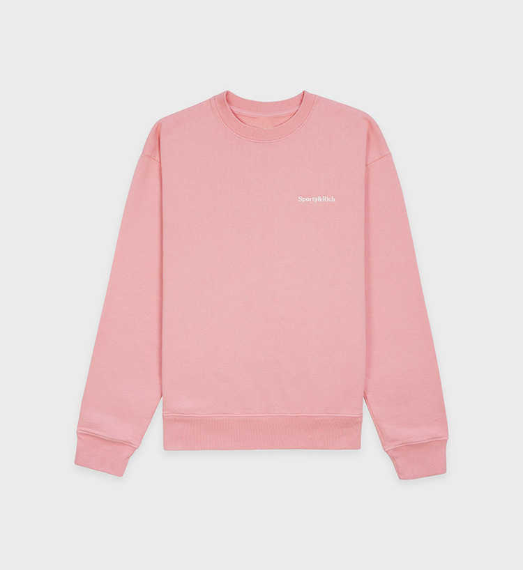

Sporty & Rich Letter Embroidered Sweatshirt Pullover Cotton Women Designer Round Neck Sweater Fashion Jumper, Pink