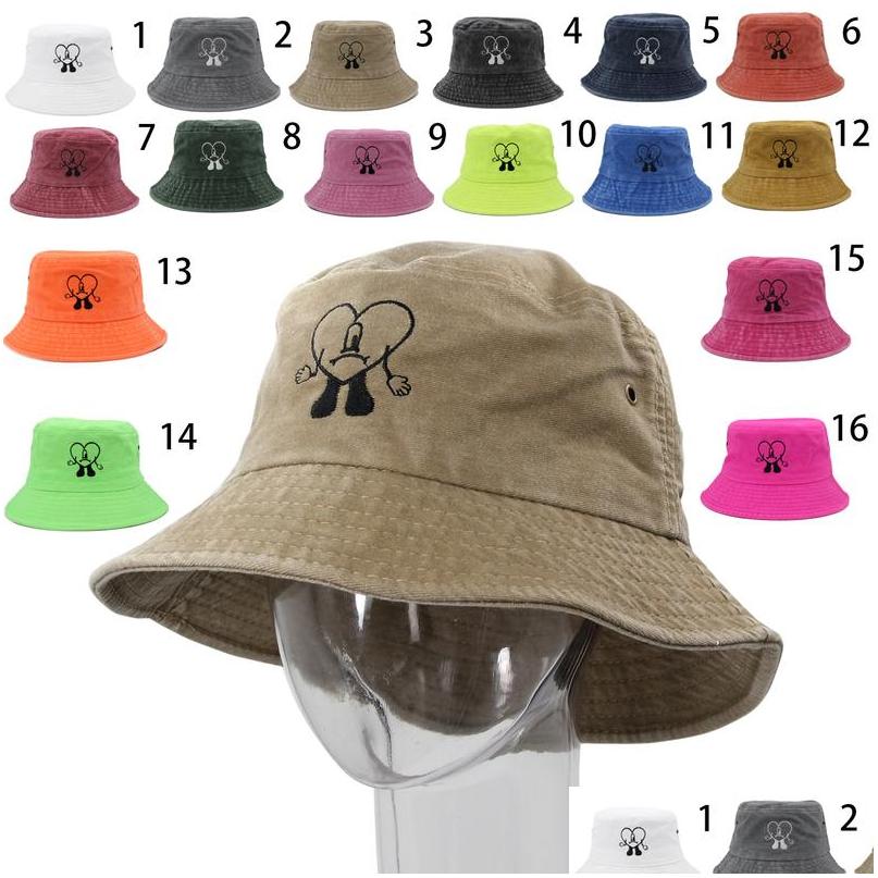 

Stingy Brim Hats Bad Bunny Bucket Hat Un Verano Sin Ti Fisherman Woman Summer Foldable Embroidered Sun Cotton Man Beach 220630 Drop Dhweg, Light pink