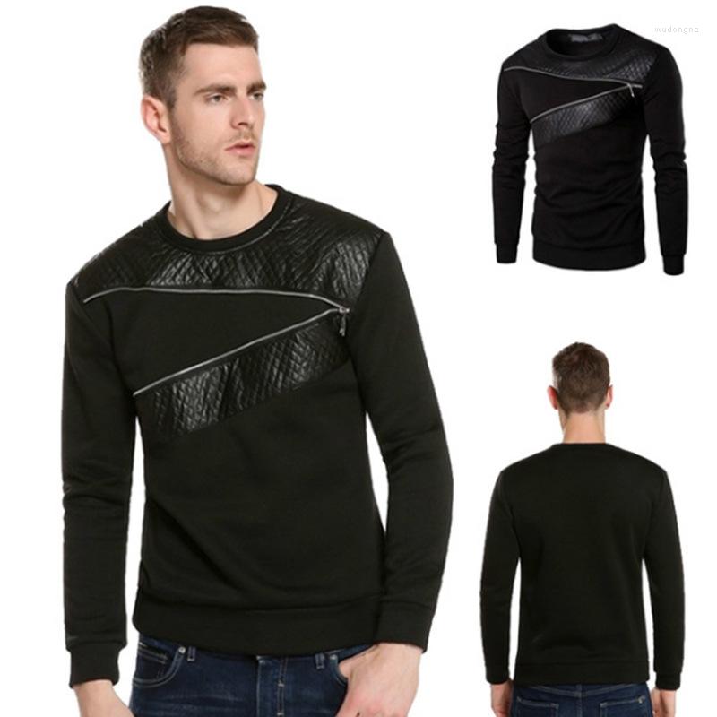 

Men's Sweaters 2023 Autumn Winter Men's Round Neck Long Sleeve Hoodie Fashion Zipper Decoration Outerwear Clothing, Black