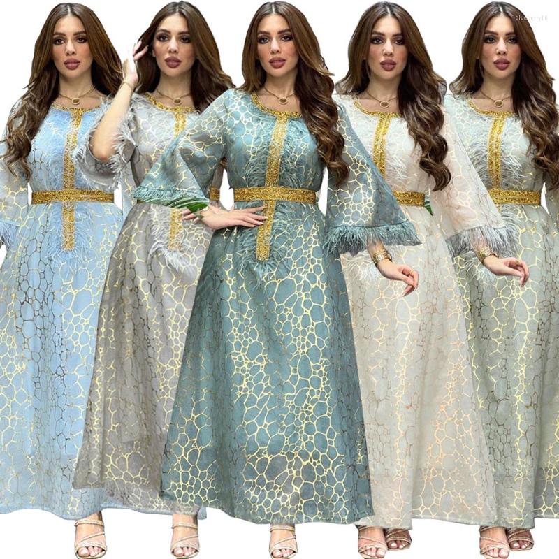 

Ethnic Clothing Diamonds Feather Abaya Dubai Turkey Kaftan Women Muslim Maxi Dress Jalabiya Islamic Eid Ramadan Evening Gown Arab Robe