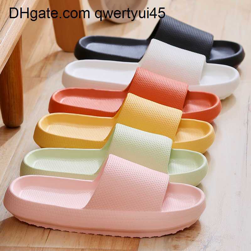 

qwertyui45 Slippers Slippers Thick Platform Bathroom Home Slippers Cloud Slippers Women Soft Sole EVA Indoor Slides Sandals Summer Non-slip Flip Flops 021723H, Orange-thick bottom