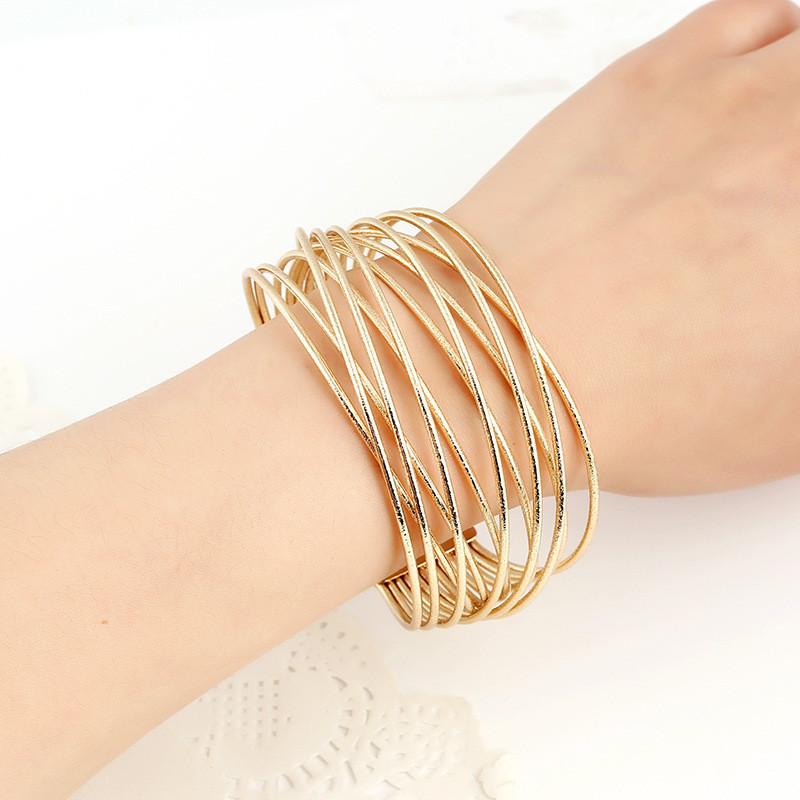 

Bangle Multilayer Wire Mesh Bracelets 2023 Fashion Women Jewelry Plated Metal Bangles Maxi Open Adjustable Simple Bracelet