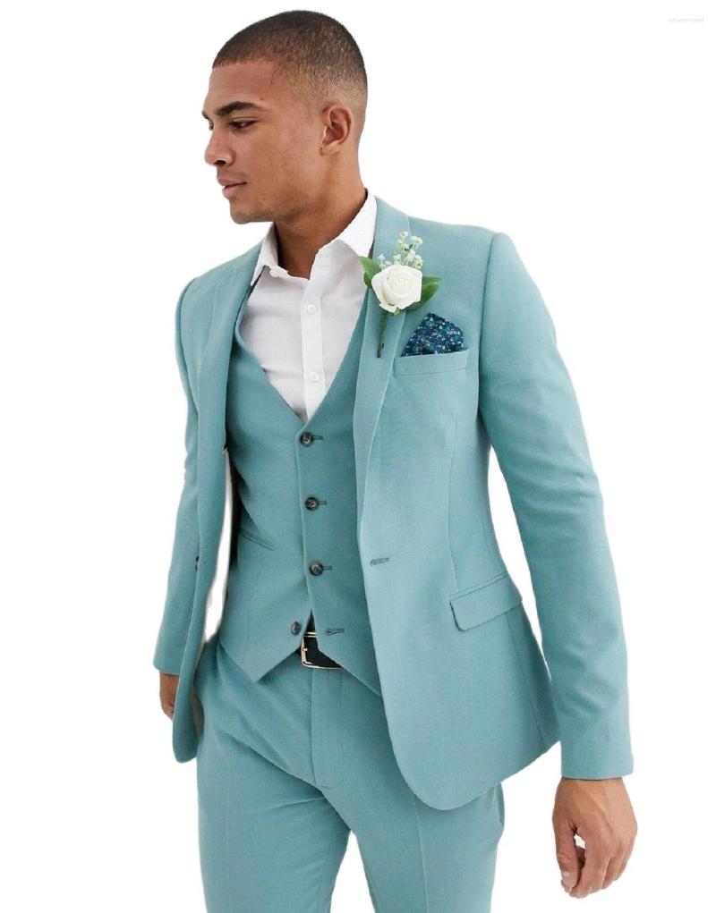 

Men's Suits Mint Green Mens Beach Groomsmen Wedding Tuxedos 2023 For Men Peaked Lapel Formal Prom Suit 3 Pieces, Gold