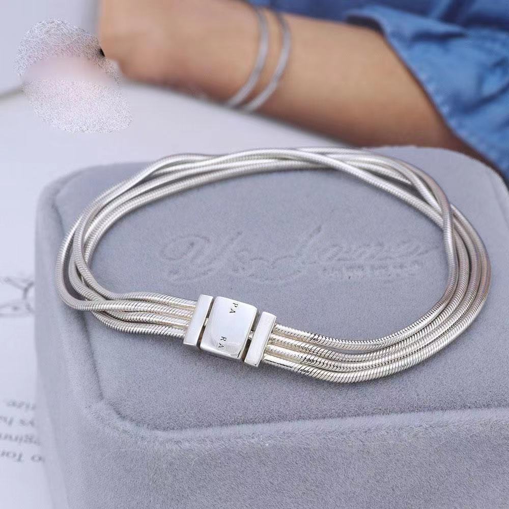 

Silver Reflexions Multi Snake Chains Bracelet Fits For European Pandora Bracelets Charms and Beads