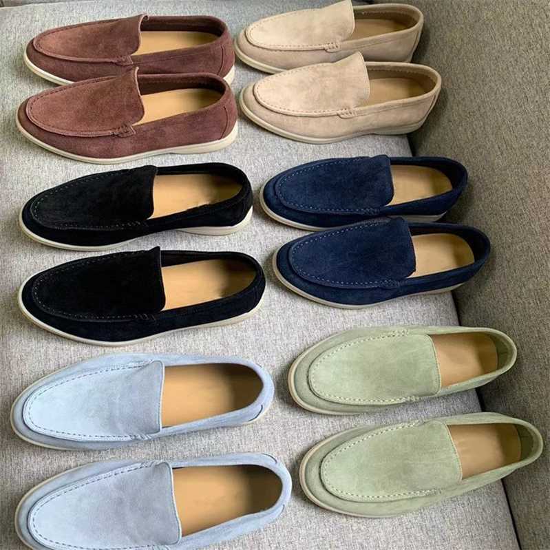 

Italy Original Designer Shoes Rolopiana LP pure shoes Italian sheep suede loafers flat bottoms casual for men, Black