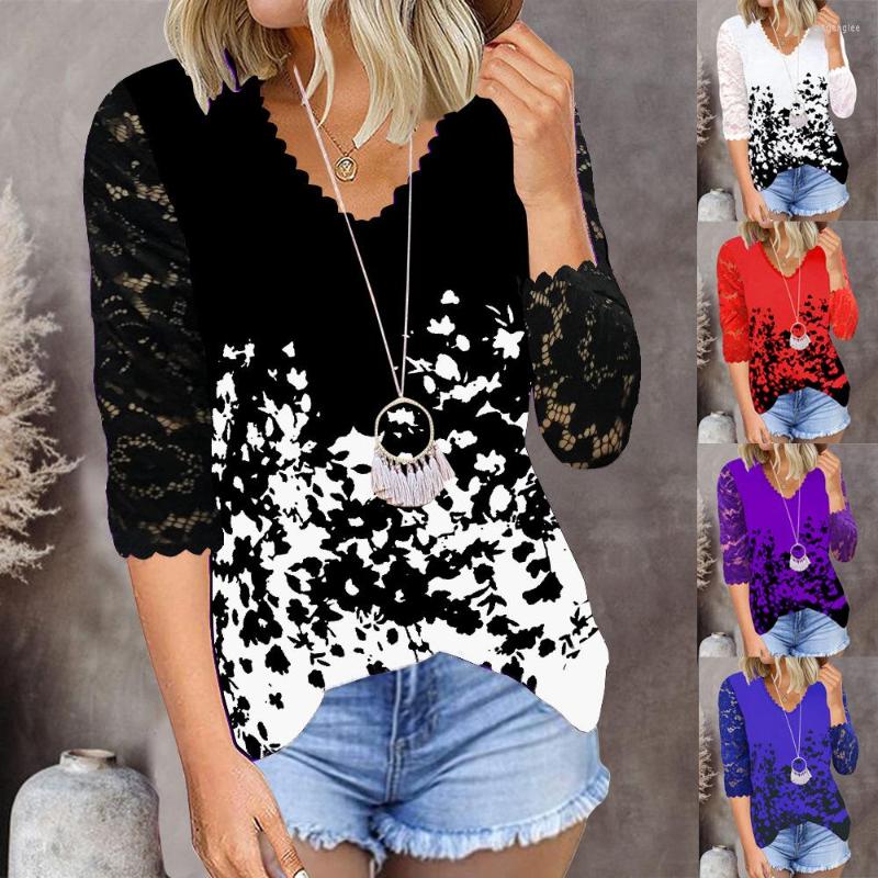 

Women' T Shirts Women Spring Autumn Summer Tops Crochet Lace Tees Sexy Vintage Half Sleeve 5XL Loose Casual Befree Boho, White