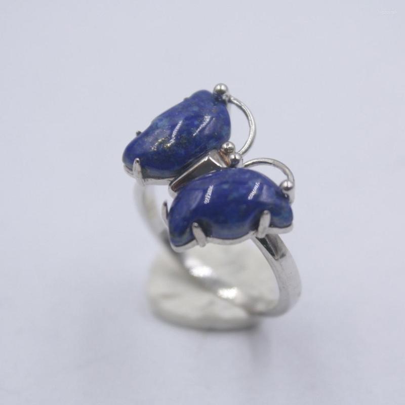 

Cluster Rings Solid 925 Sterling Silver Ring The Widest 14mm Butterfly Lapis Lazuli