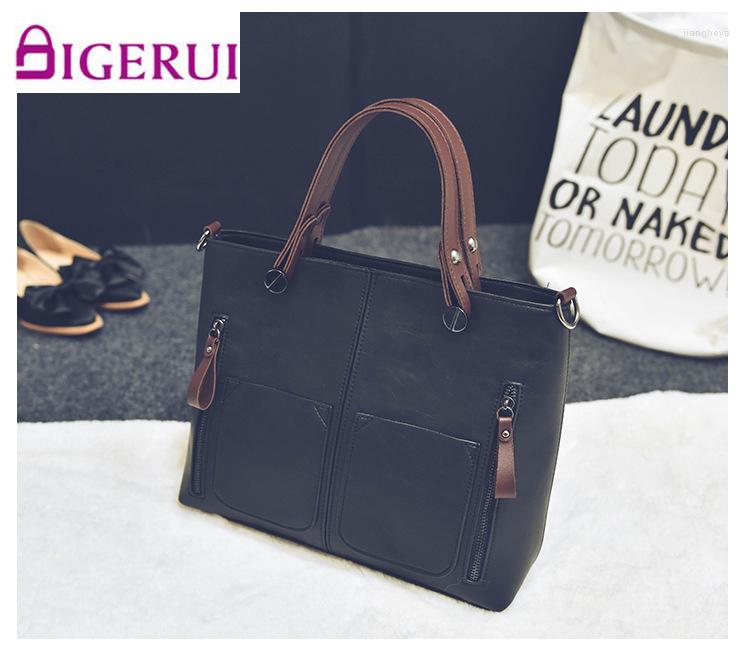 

Evening Bags Women's Bag 2023 Autumn And Winter Double Pocket Shoulder Diagonal Handbag Retro PU Oil Tide, Hei