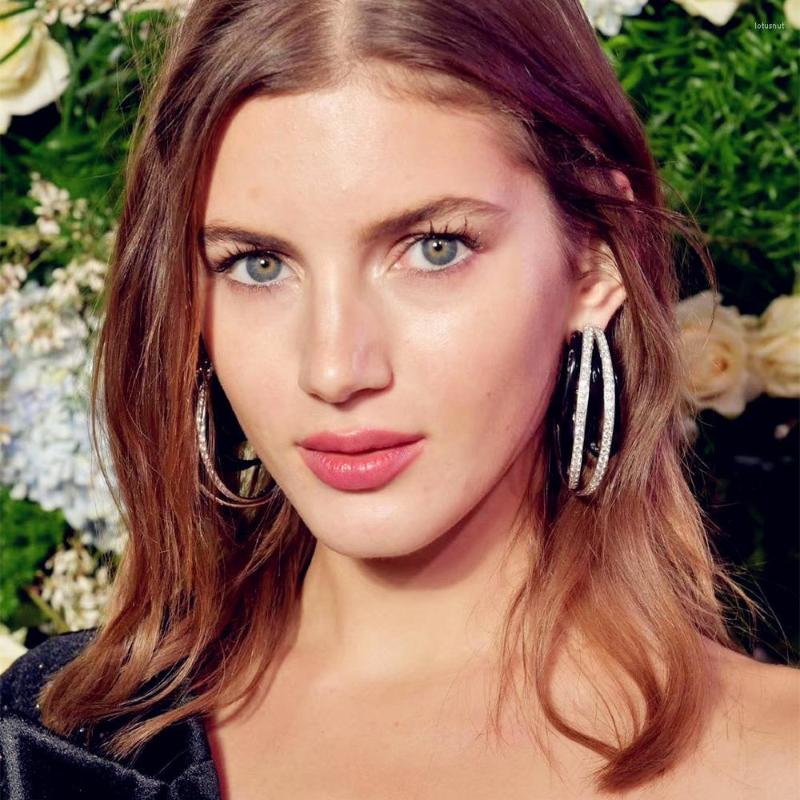 

Hoop Earrings High Quality Shiny Rhinestone Rose-gold Color For Women Fashion Jewelry Maxi Ladys' Statement Accessories