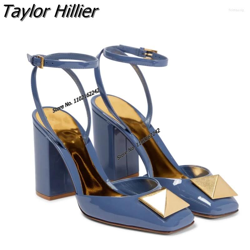 

Dress Shoes 2023 Round Head High Heel Fashion Comfort Thick Buckle Strap Sandals Women'S Simple Temperament Large Sho, Blue
