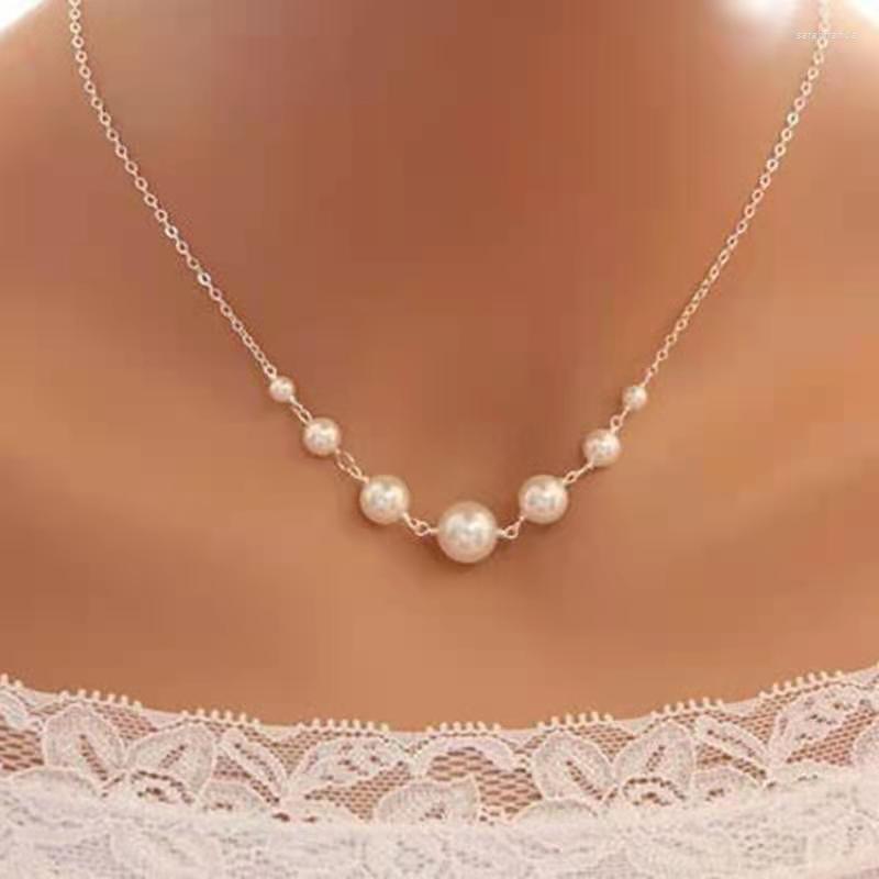 

Chains Fashion Personality Women's Necklace Retro Simple Beaded Artificial Pearl Single Layer Trend Party Gift