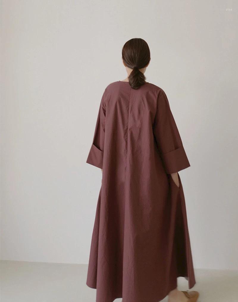 

Casual Dresses 2023 Vintage Wine Red Waist Large Size Loose Long Cotton Linen Blouse Tops Blouses White Women's All-match Shirt, Color as picture
