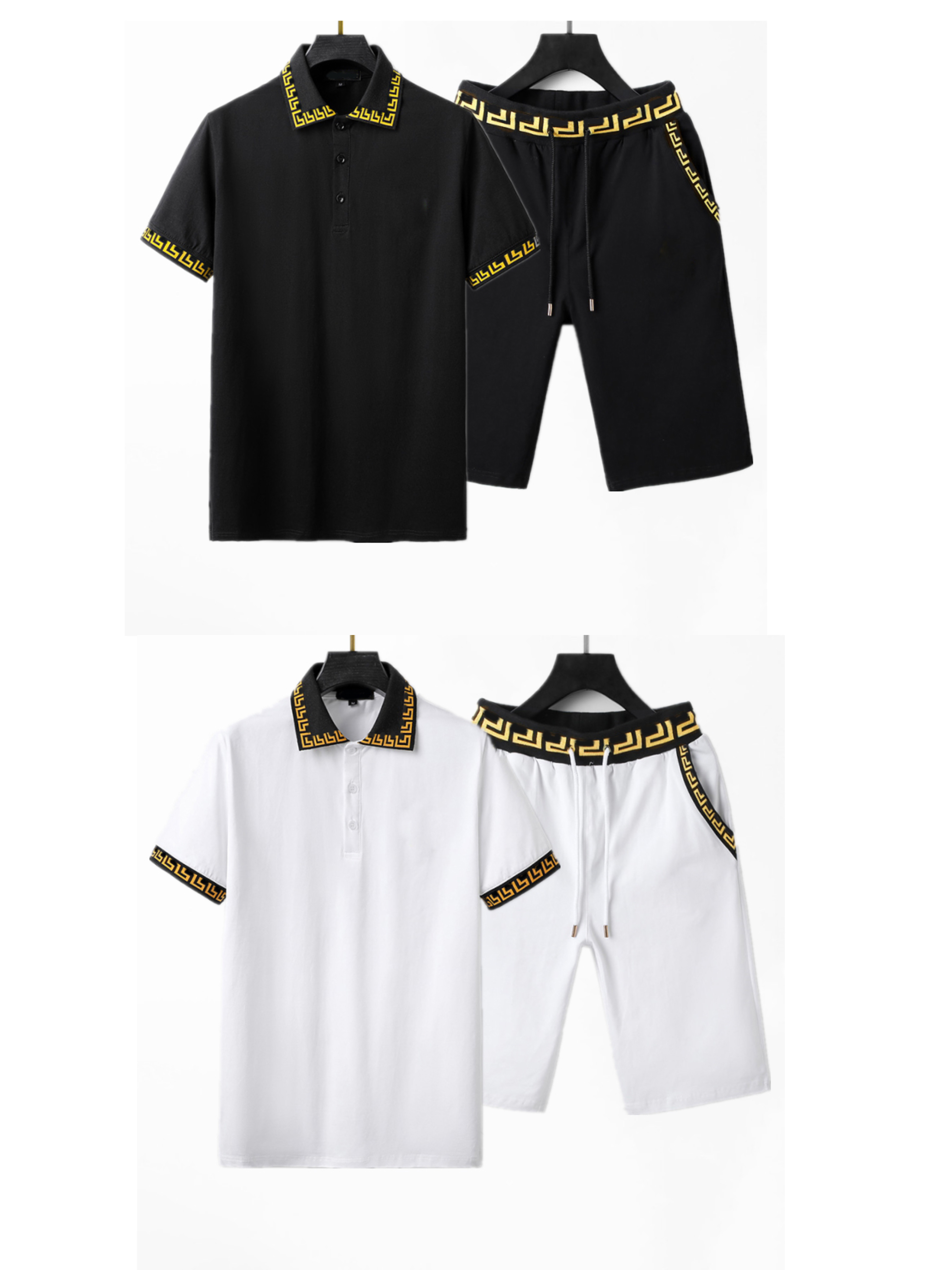 

Men's Tracksuits Slim fit display lapel collar casual fashion stripe pattern cotton T-shirt designer brand spring and summer casual men's M-3xl