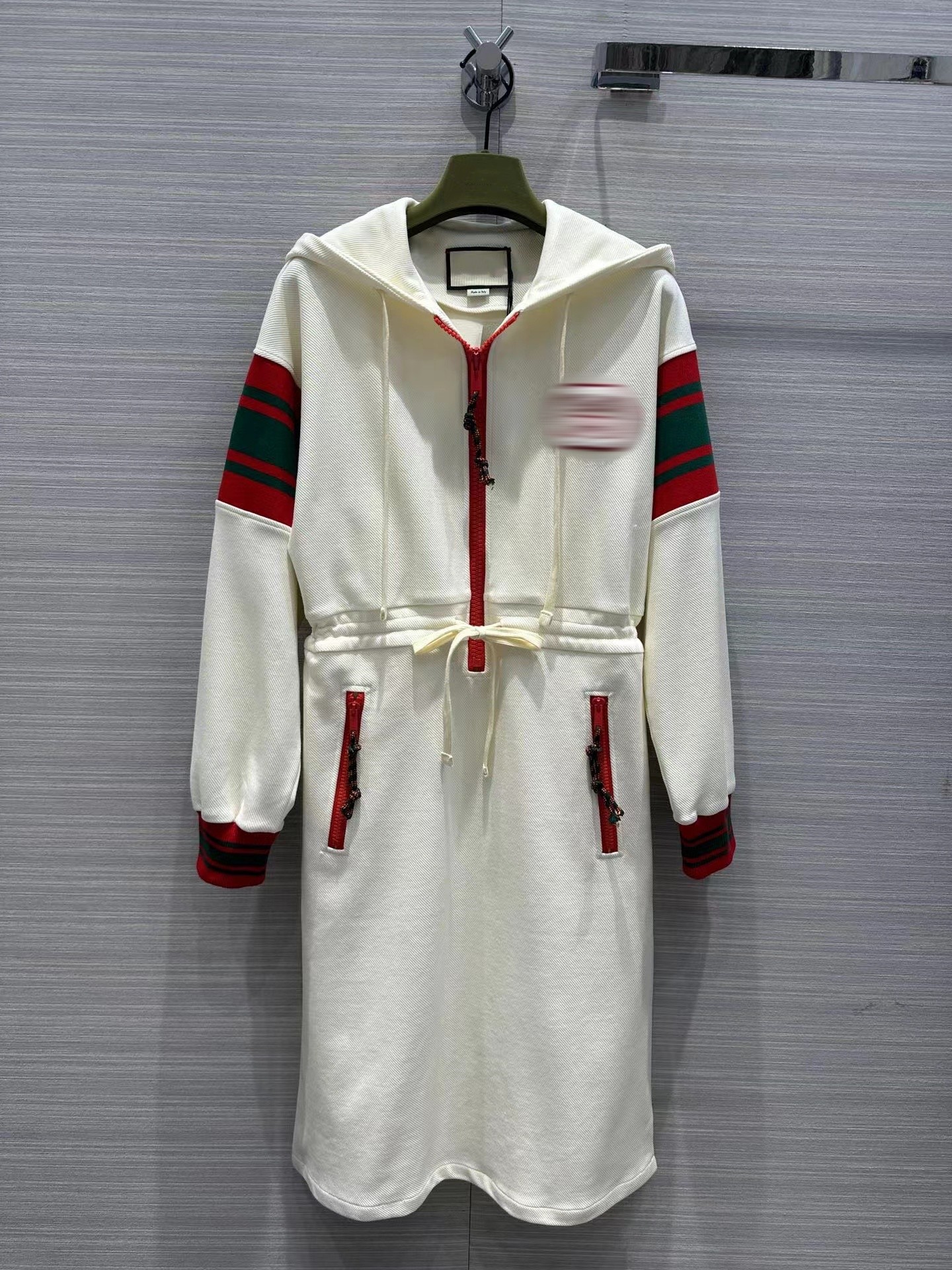 

Designer Dresses 2023 Spring Summer Hooded Long Sleeve Panelled Fashion Milan Runway Brand Same Style Dress 0217-04, Picture color